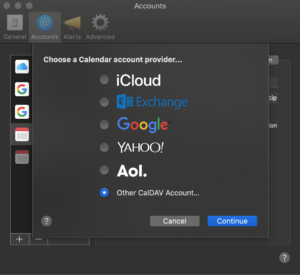 CalDav account
