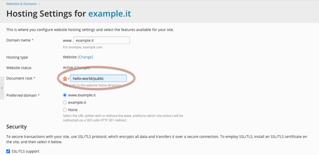 Root dei documenti - Node.js